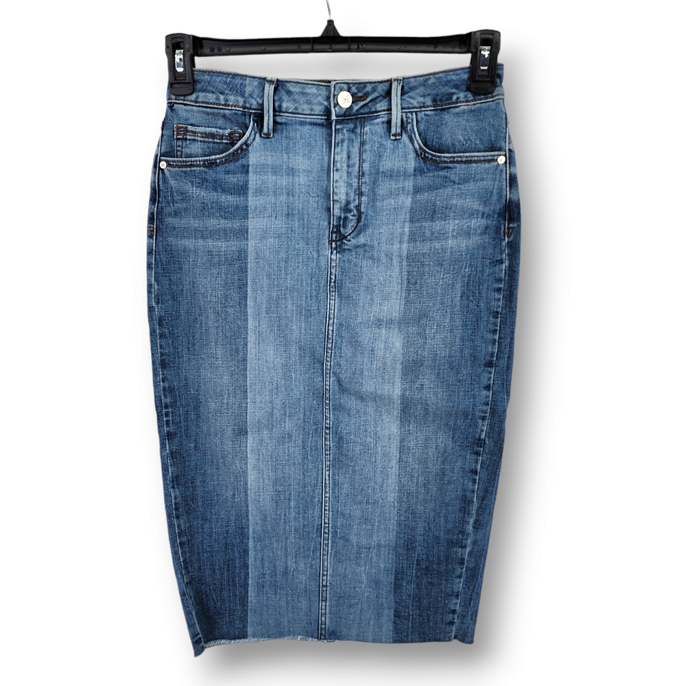 Sam Edelman Two-Tone Blue Denim Pencil Skirt